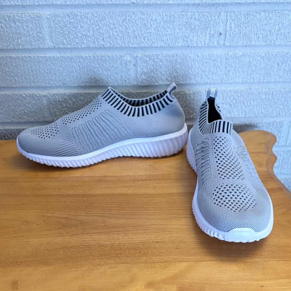 TIOSEBON Women's Athletic Walking Shoes Sock Sneakers Slip On Mesh Gray EU 43